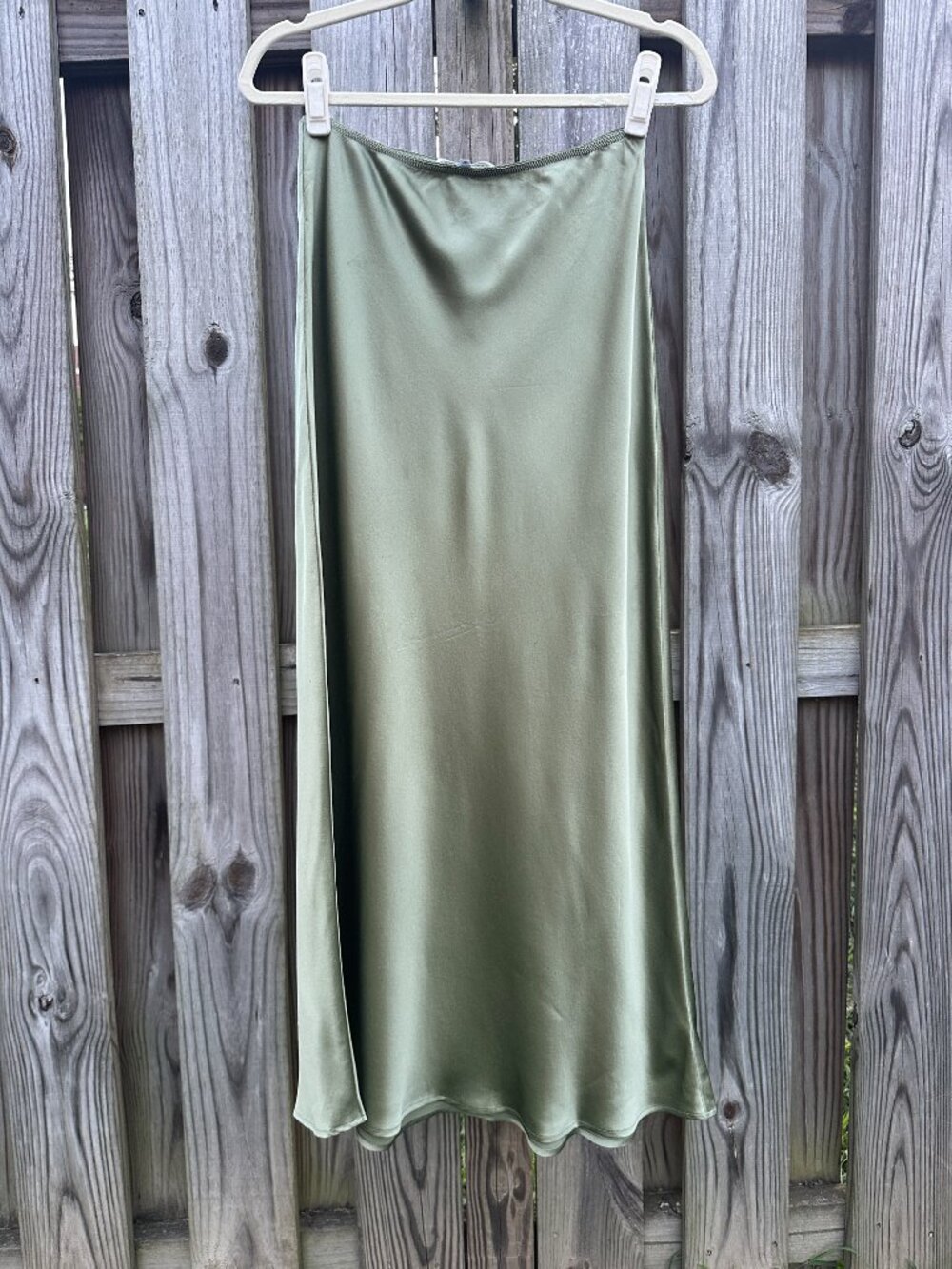 Reformation Layla Silk Skirt Artichoke Green Midi Slip 4 - Picture 4 of 10